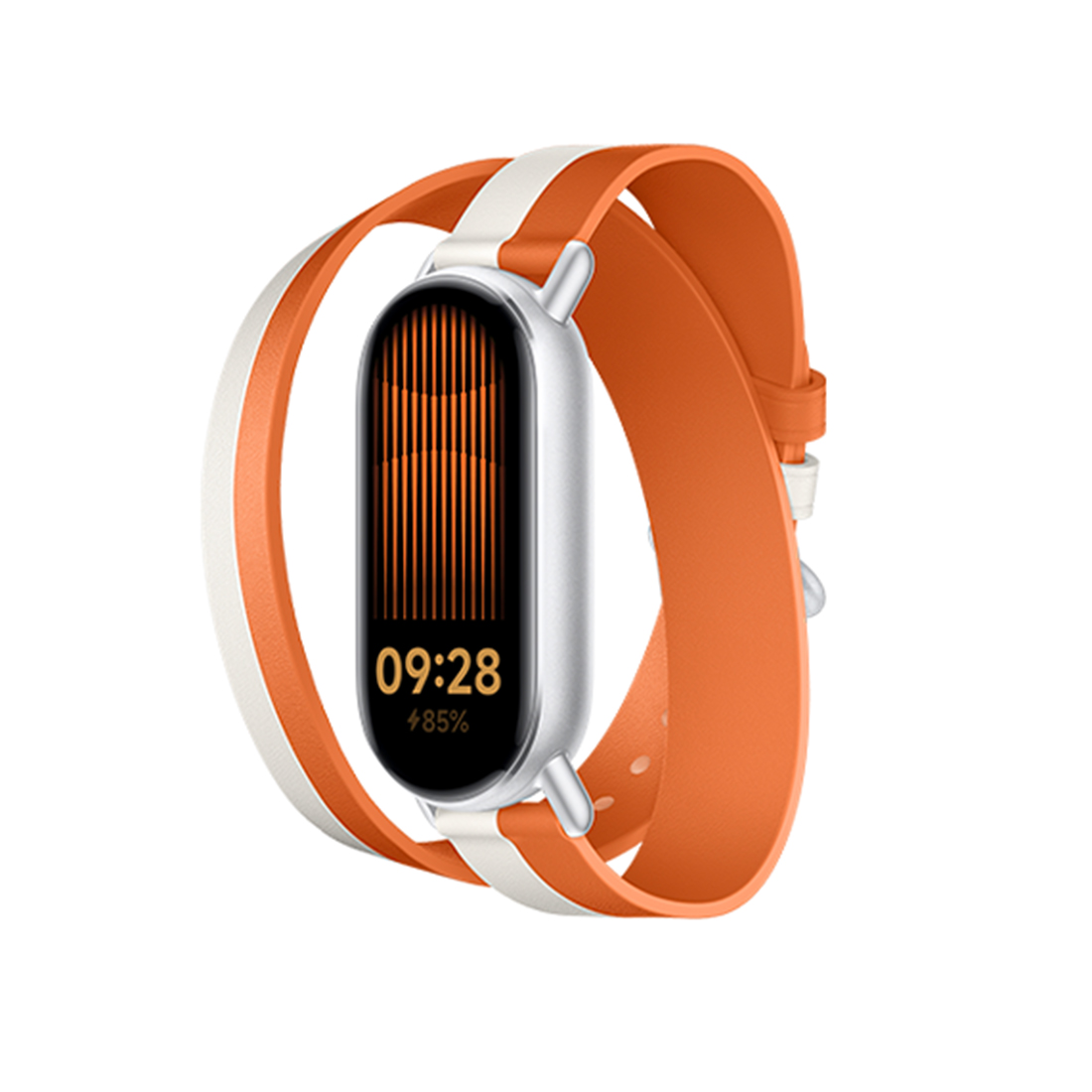 Сменный кожаный браслет Xiaomi Dual-tone Leather Strap White and Orange — фото, характеристики