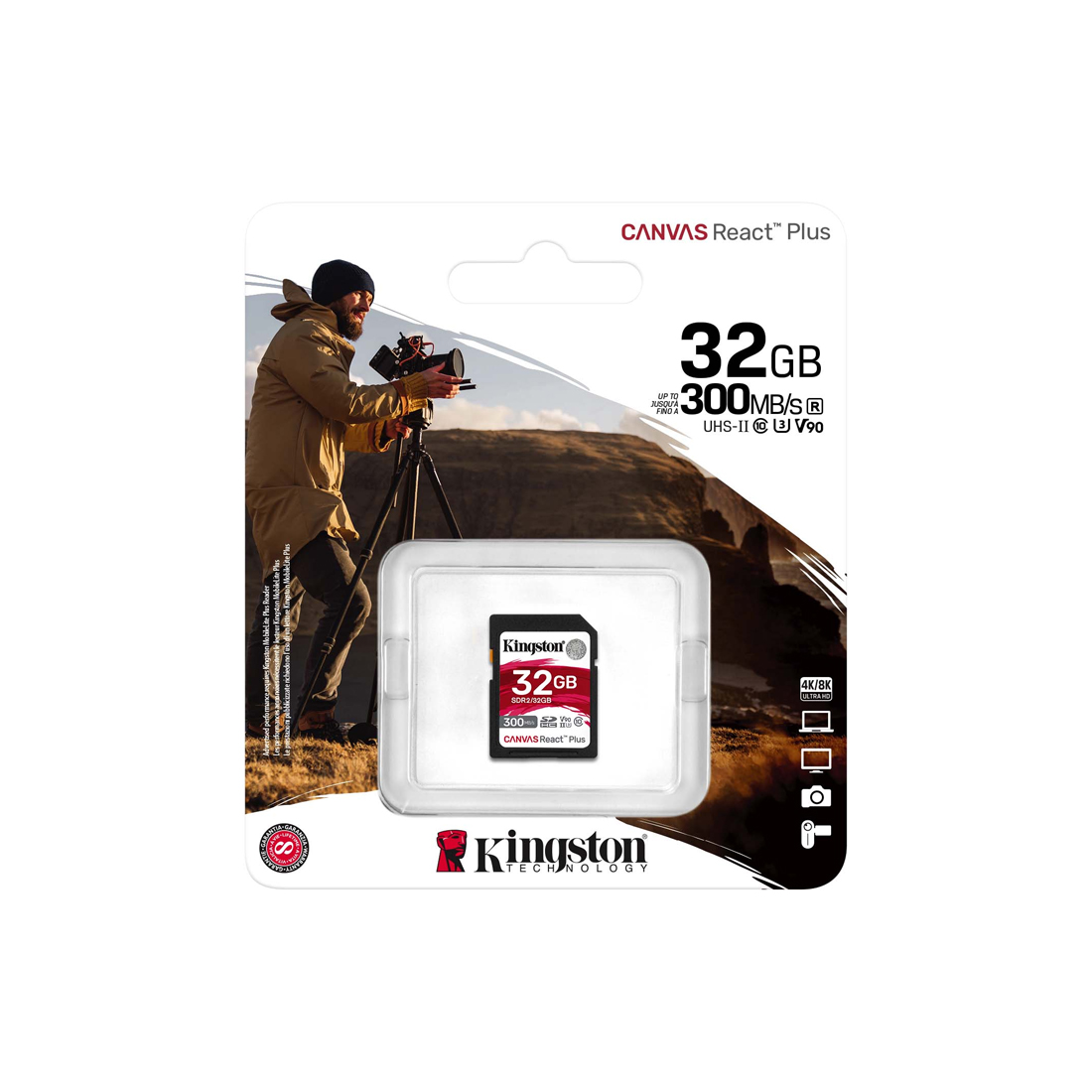 Карта памяти Kingston SDR2/32GB UHS-II U3 V90 32GB без адаптера